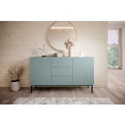 Komoda Nicole 150 cm z szufladami i półkami - szałwia / czarne nóżki - Limitowana oferta